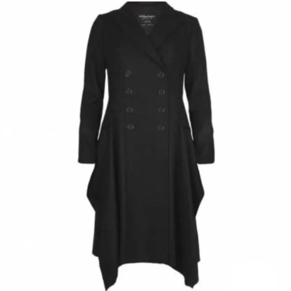 All Saints Charcoal Double-Breasted Pea Coat